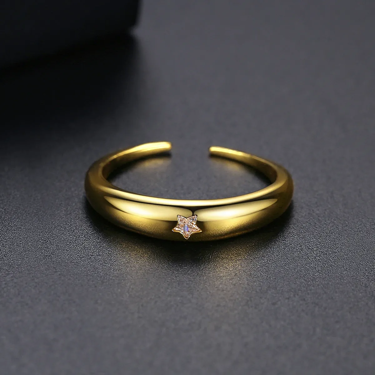Crystal & 18K Gold-Plated Star Open Ring