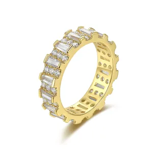 Crystal & Cubic Zriconia 18K Gold-Plated Bar Band Ring