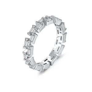 Crystal & Silver-Plated Baguette-Cut Band Ring