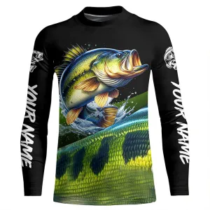 Custom Largemouth bass Fishing Jerseys, Personalized bass Fishing scale fishing Kid Long Sleeves shirt NQS4948