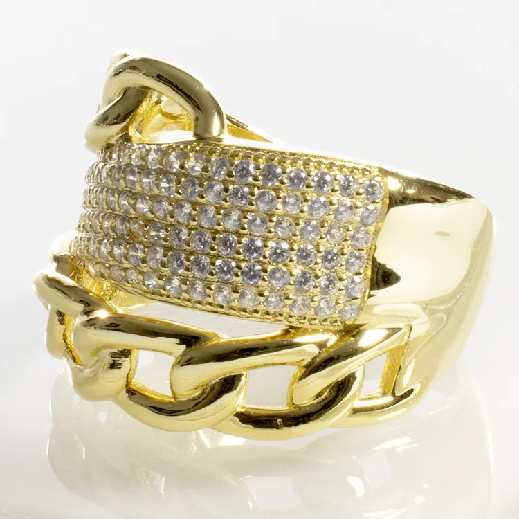 CZ Link Band Ring - Gold