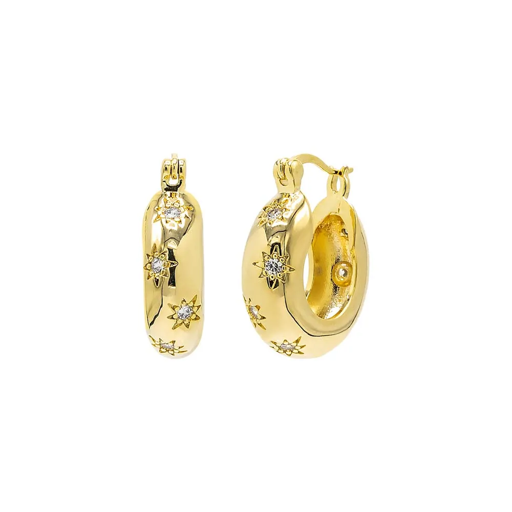 CZ Starburst Bubble Hoop Earirng