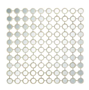 Deco 79 Metal Geometric Room Wall Mirror Entryway Mirror with Grid Pattern, Wall Mounted Mirror 40" x 2" x 40", Gold, 39 by 39" - new