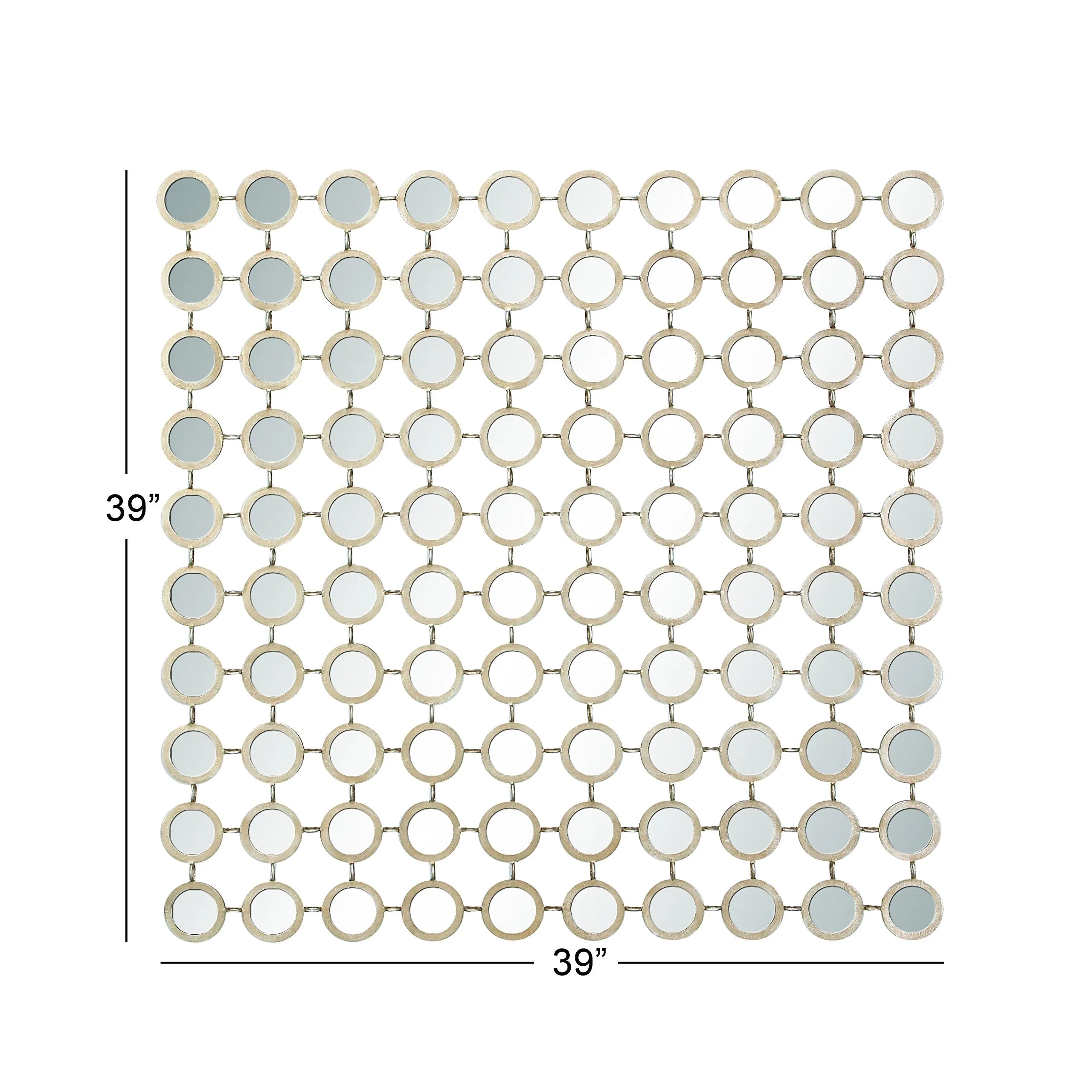 Deco 79 Metal Geometric Room Wall Mirror Entryway Mirror with Grid Pattern, Wall Mounted Mirror 40" x 2" x 40", Gold, 39 by 39" - new