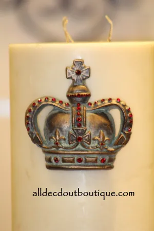 Decorative Candle Pin | Embellished Royal Red Crystals Large Crown