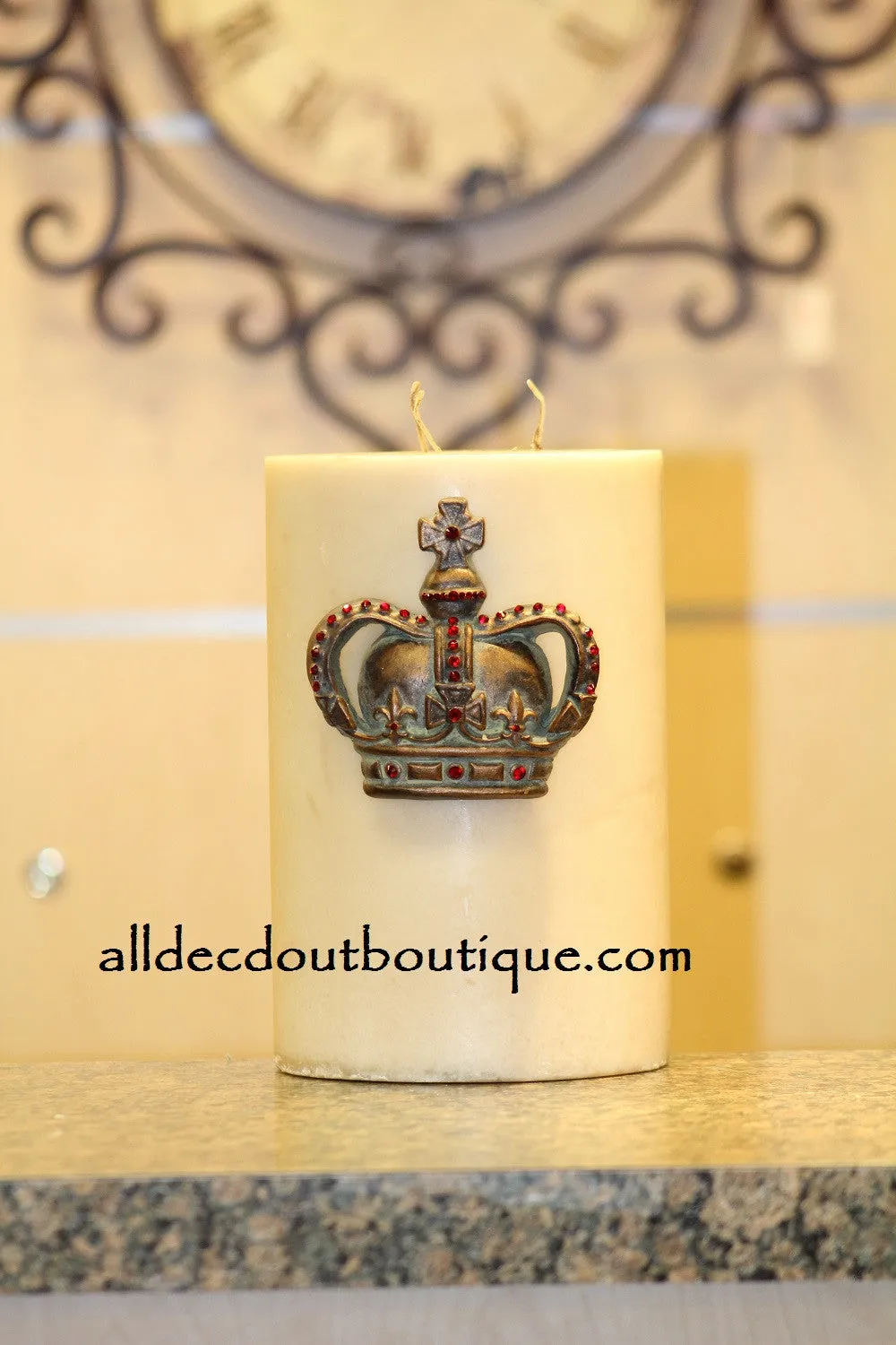 Decorative Candle Pin | Embellished Royal Red Crystals Large Crown