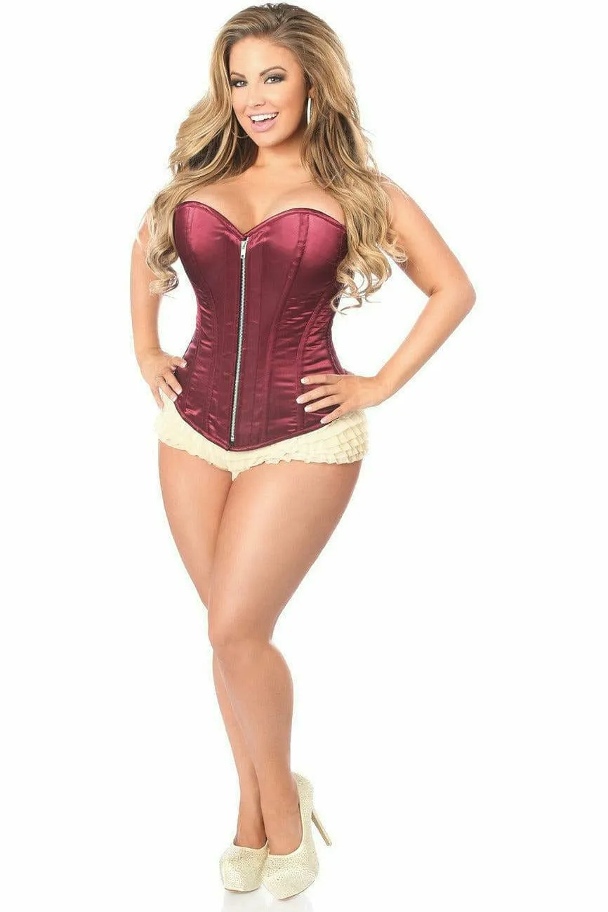 Deluxe Bordeaux Satin Steel Boned Corset