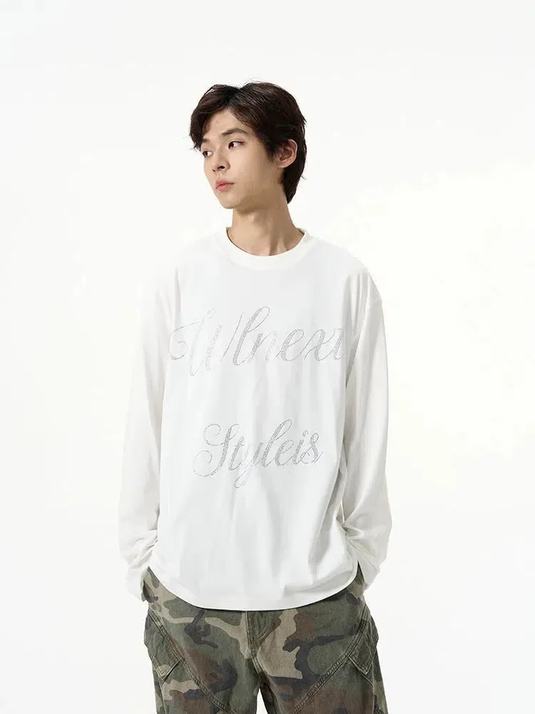 Diamond Embellished Long-Sleeved Pullover