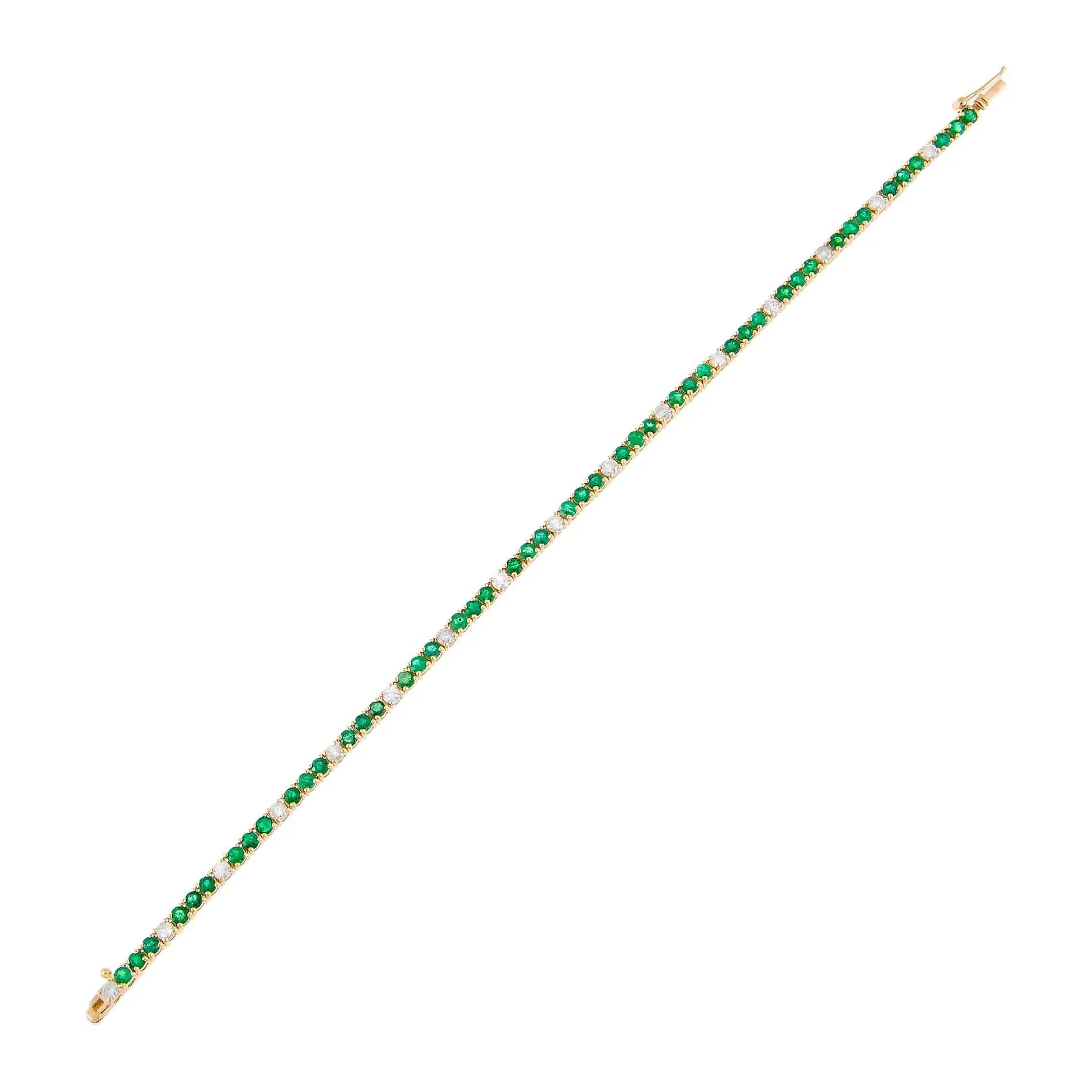 Diamond X Emerald Green Tennis Bracelet 14K