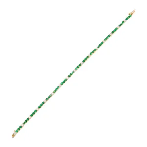 Diamond X Emerald Green Tennis Bracelet 14K