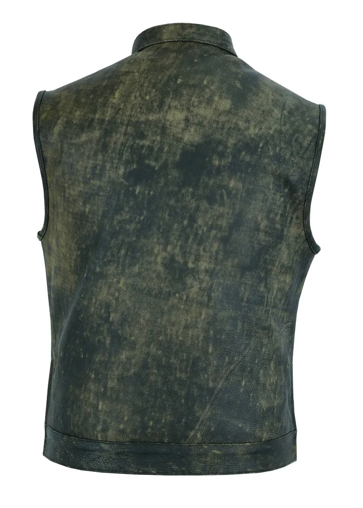 DS Men's Antique Brown Leather Motorcycle Vest