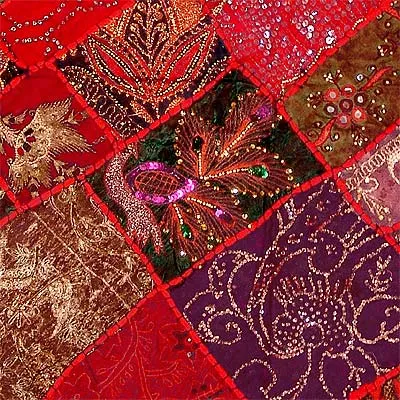 Embroidered Wall Hanging 'Red Exotica'