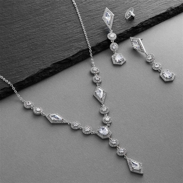 Empress & Noble Cut Cubic Zirconia Necklace & Earring Set