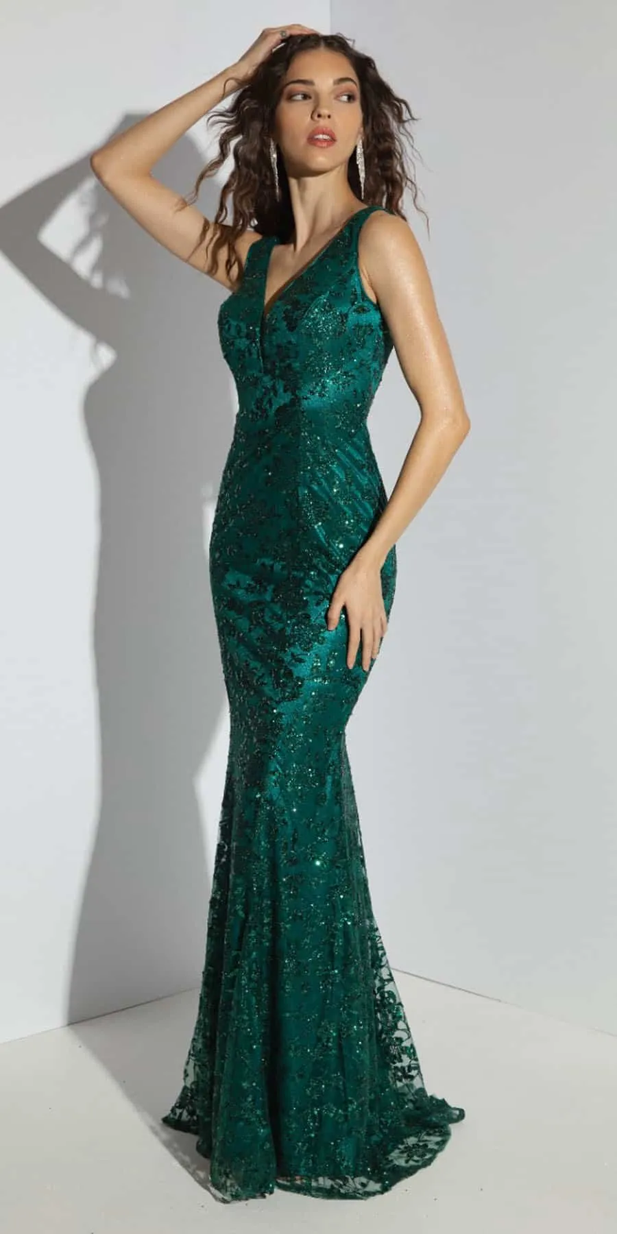 Eureka 9706 Sequin Embellished Long Fitted Gown