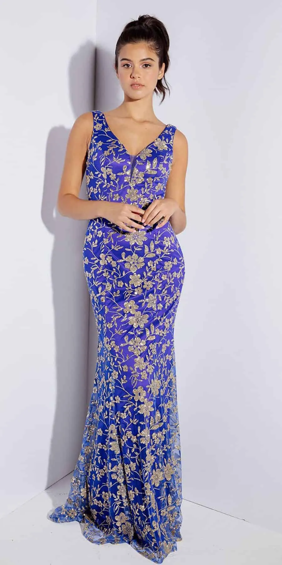 Eureka 9706 Sequin Embellished Long Fitted Gown