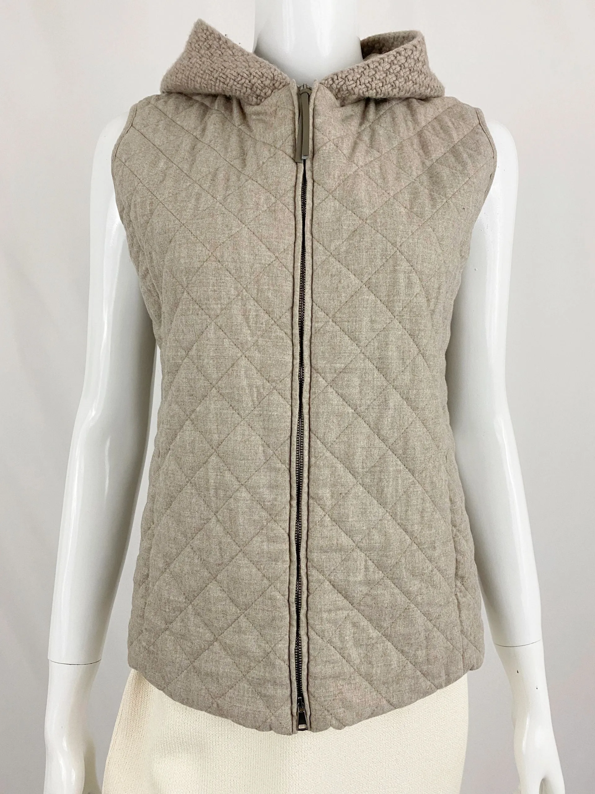 Fabiana Filippi Quilted Vest W/Hood Size S