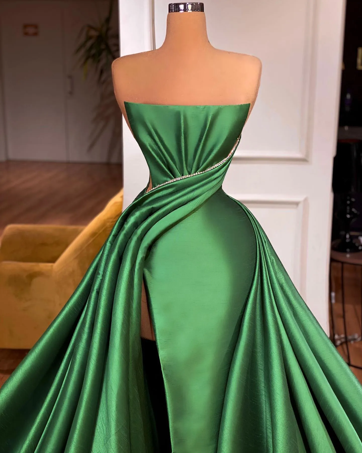 Fabulous Long A-line Strapless Split Front Sleeveless Prom Dress