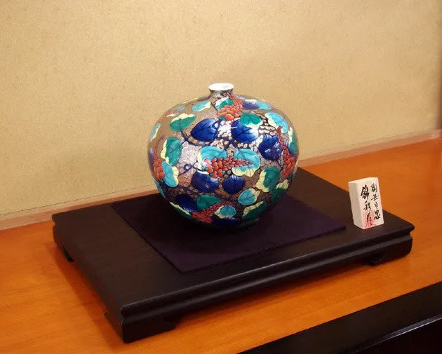 Fujii Kinsai Arita Japan - Somenishiki Platinum Kudzu Vase 21.00 cm - Free Shipping