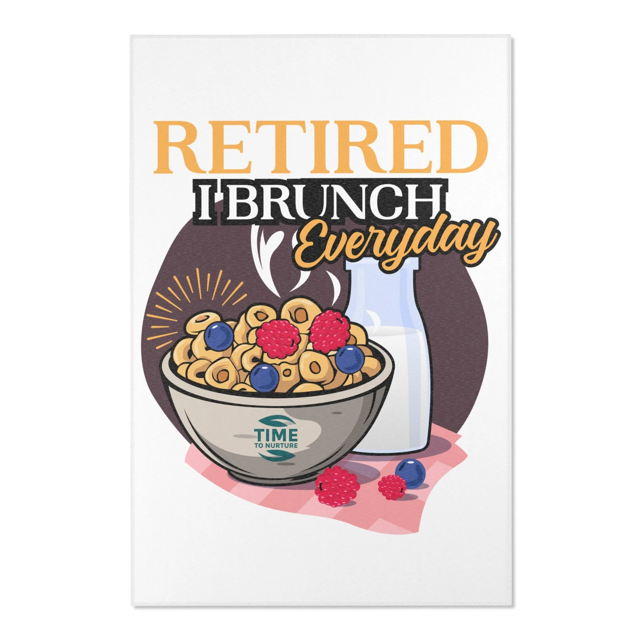**Funny Retired I Brunch Everyday Area Rug – Cozy Decorative Floor Mat, Retirement Gift for Brunch Lovers, Home Interior Accent Rug, Dining Room, Kitchen, and Living Room Carpet**