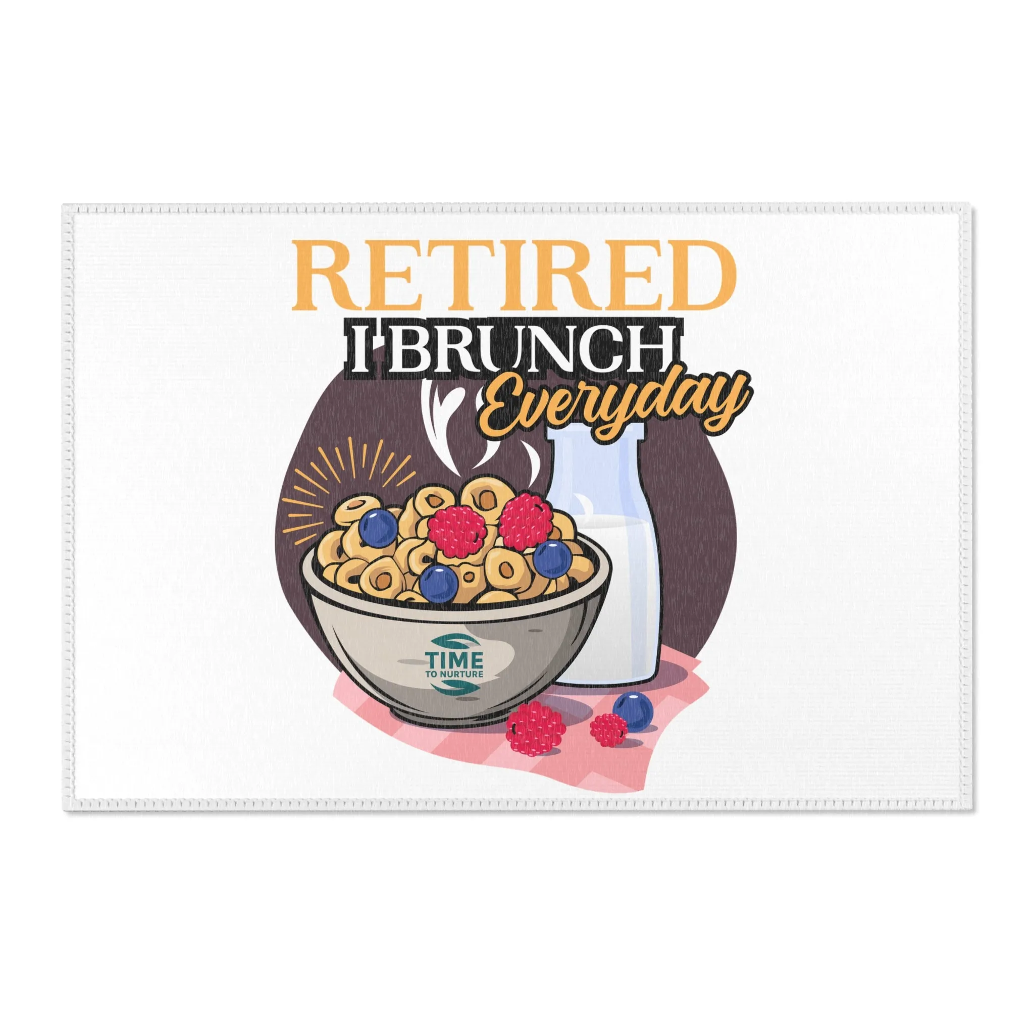 **Funny Retired I Brunch Everyday Area Rug – Cozy Decorative Floor Mat, Retirement Gift for Brunch Lovers, Home Interior Accent Rug, Dining Room, Kitchen, and Living Room Carpet**