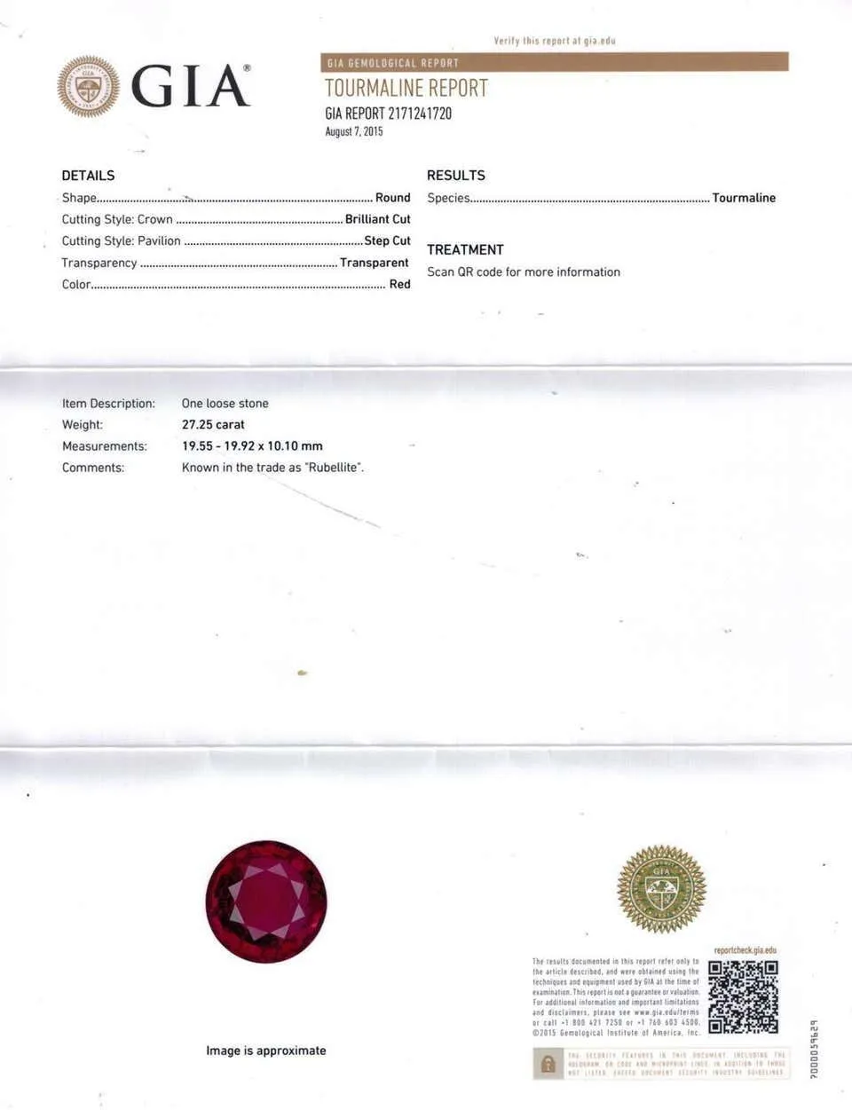 GIA Certified 27.25 Carat Round Red Rubellite Tourmaline Diamond Ring