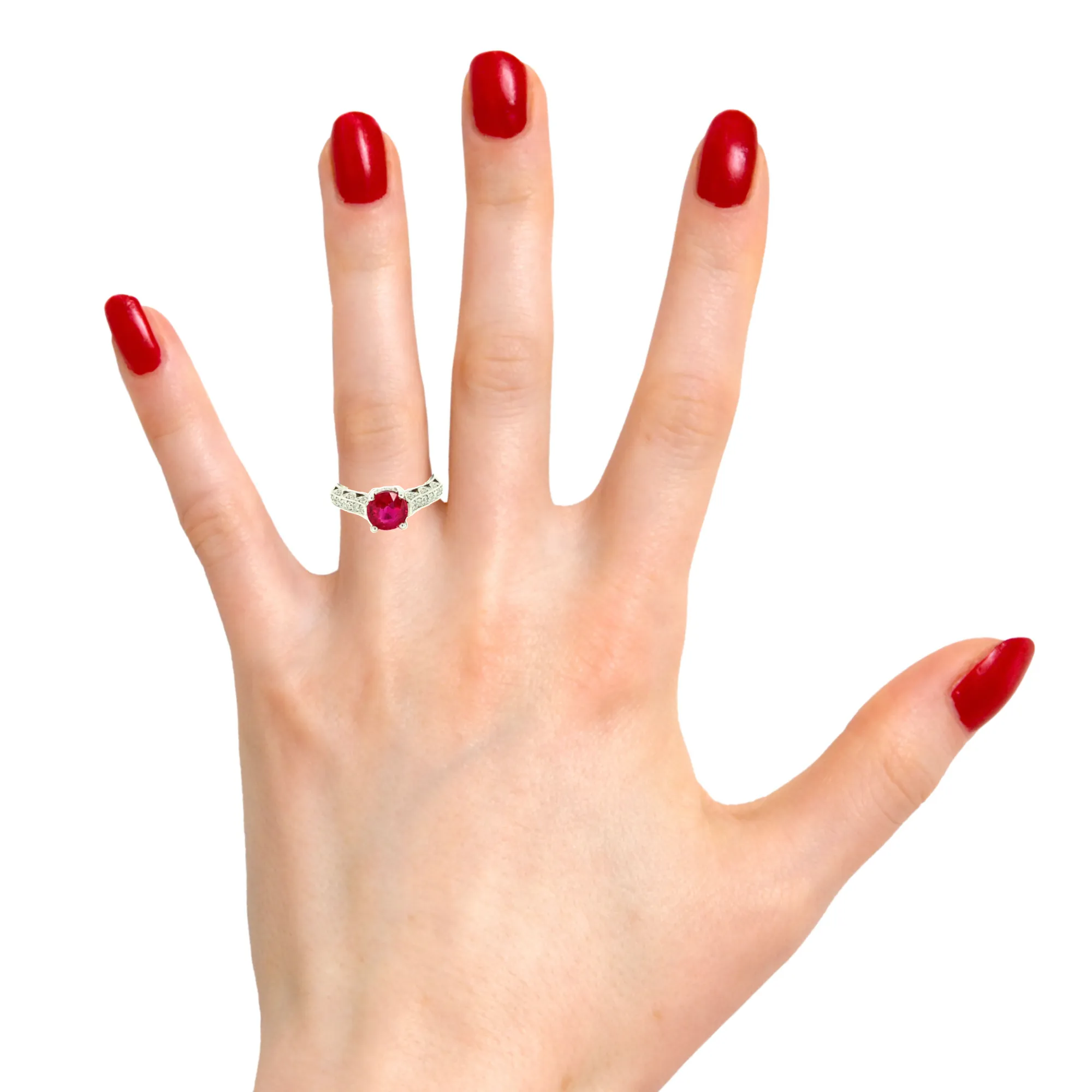 GIA Certified Burmese Ruby and Diamond White Gold Engagement Ring, 1.45 Carats