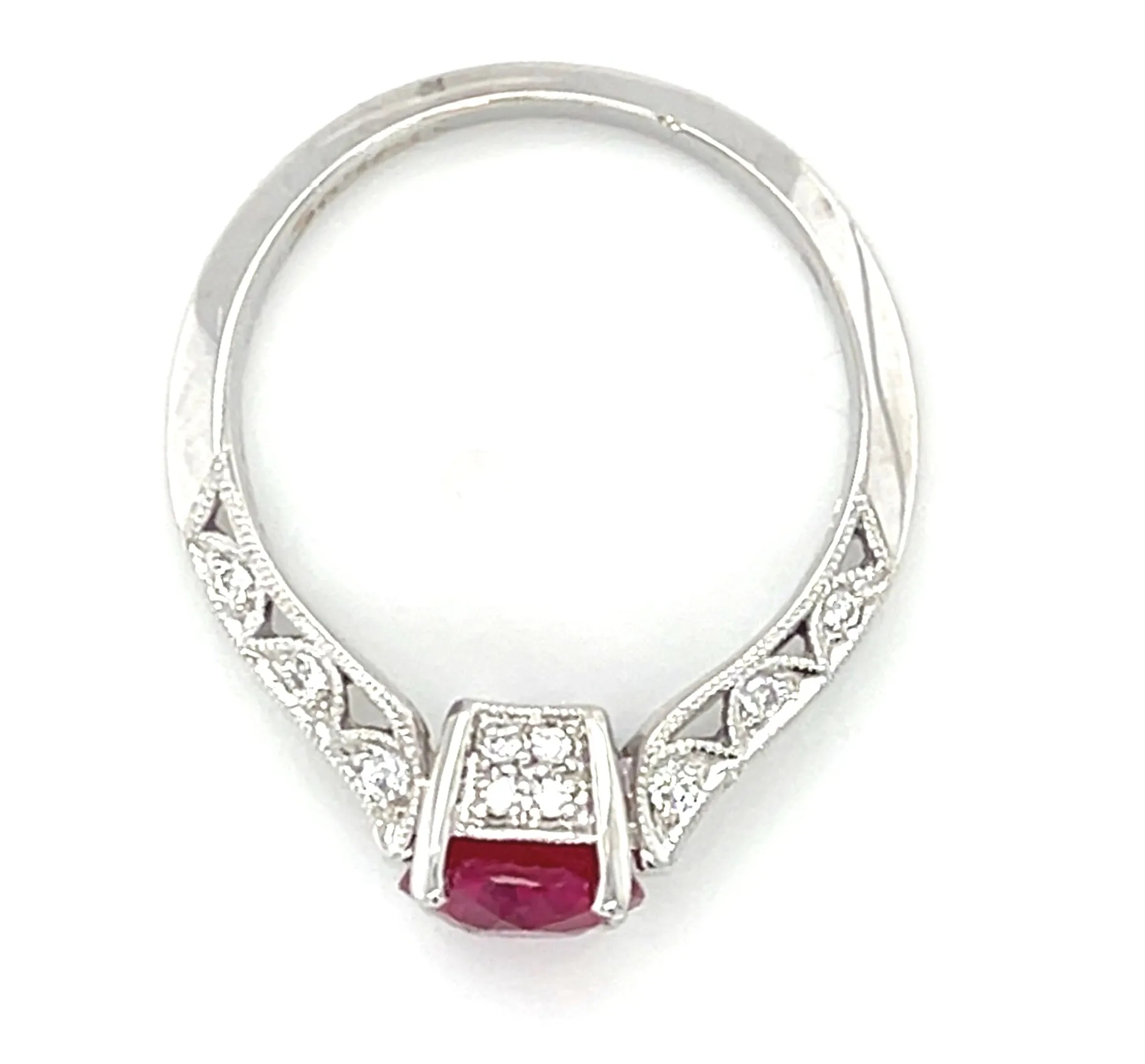 GIA Certified Burmese Ruby and Diamond White Gold Engagement Ring, 1.45 Carats