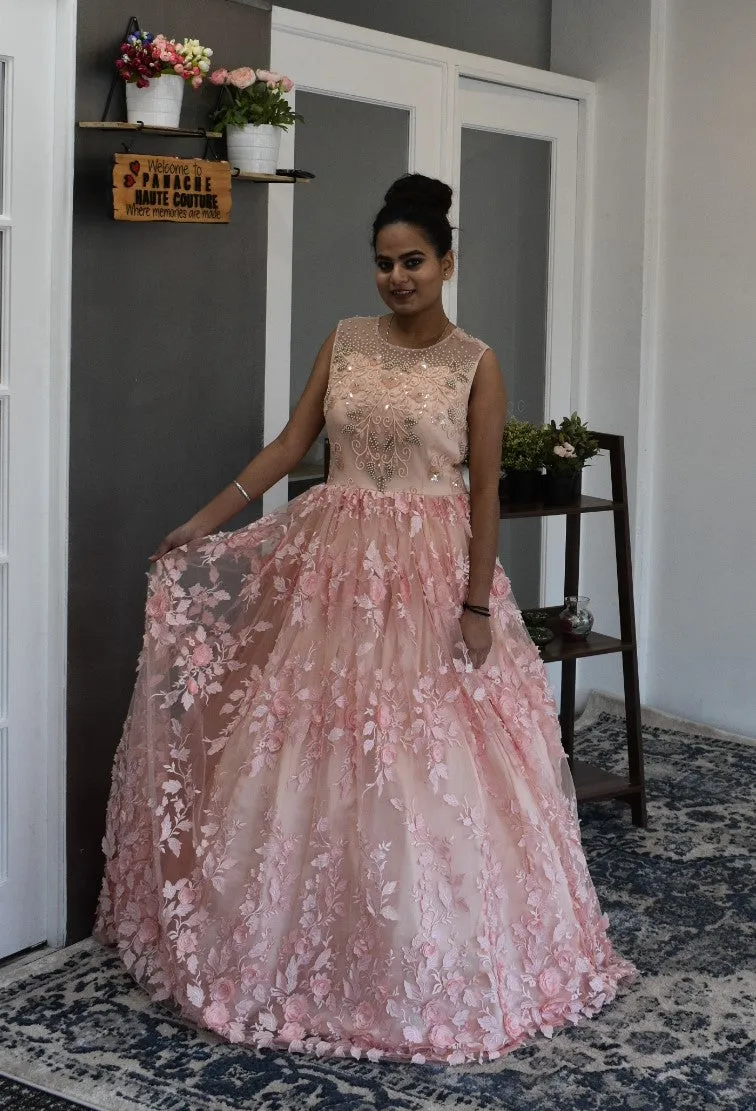 Glam your party with this glamorous Peach Hues gown