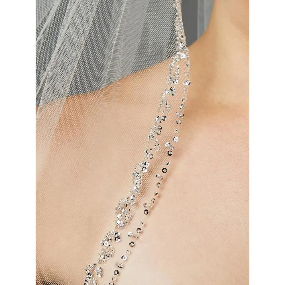 Glamorous Beaded Swarovski Crystal Bridal Veil
