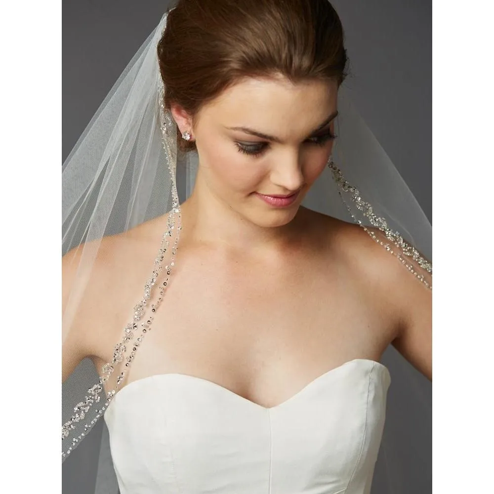 Glamorous Beaded Swarovski Crystal Bridal Veil