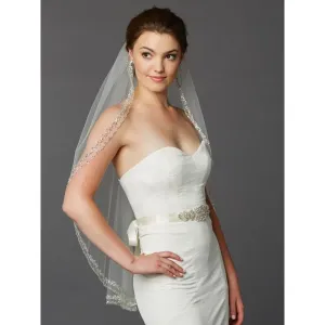 Glamorous Beaded Swarovski Crystal Bridal Veil