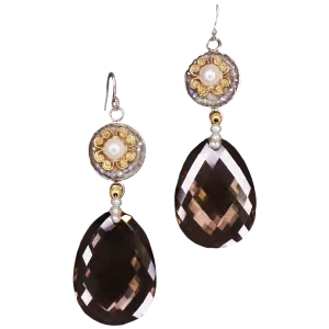 Glamorous Pearl, Gold, Topaz mosaic earring
