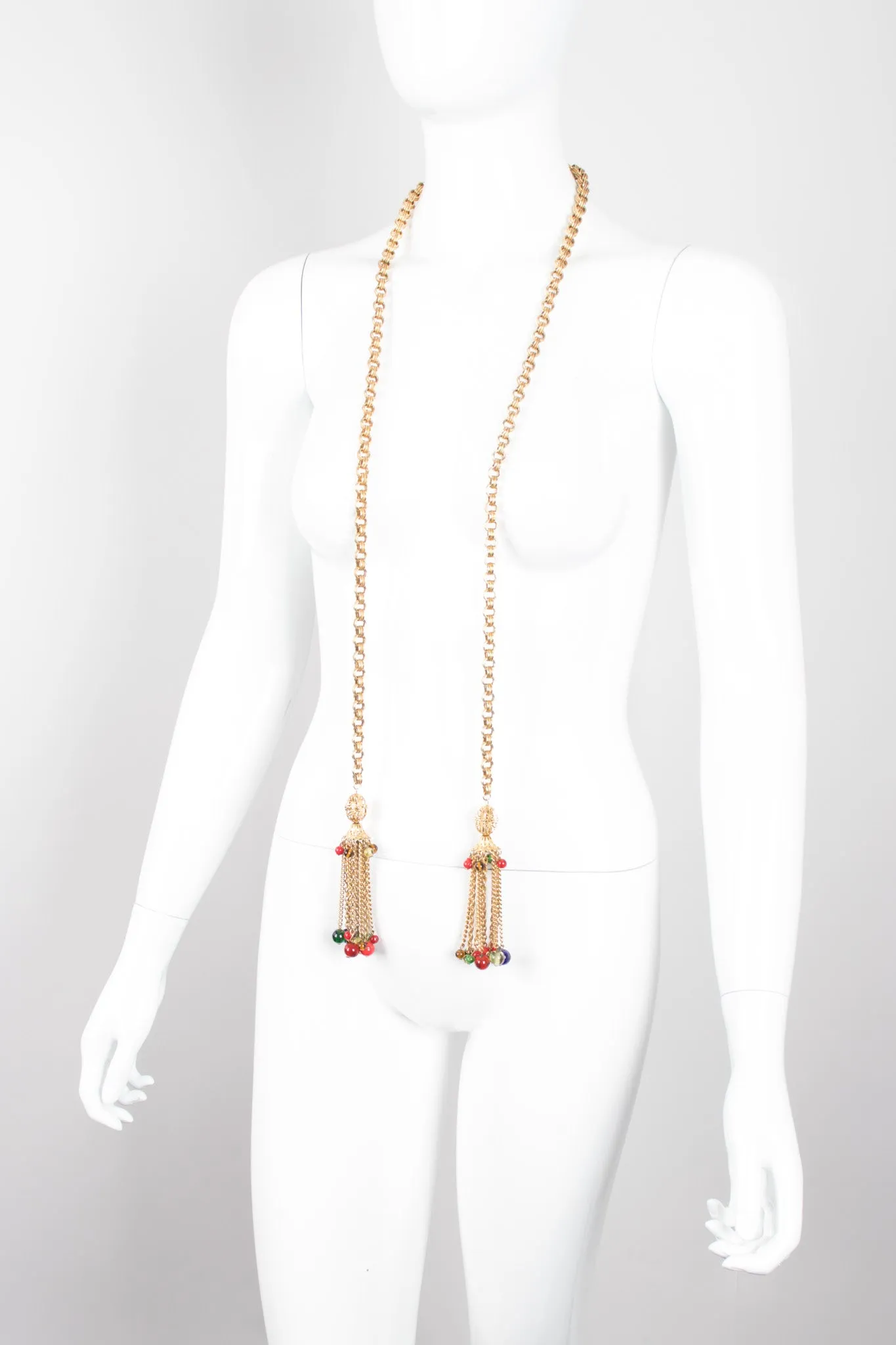 Glass Bead Tassel Necklace / Belt