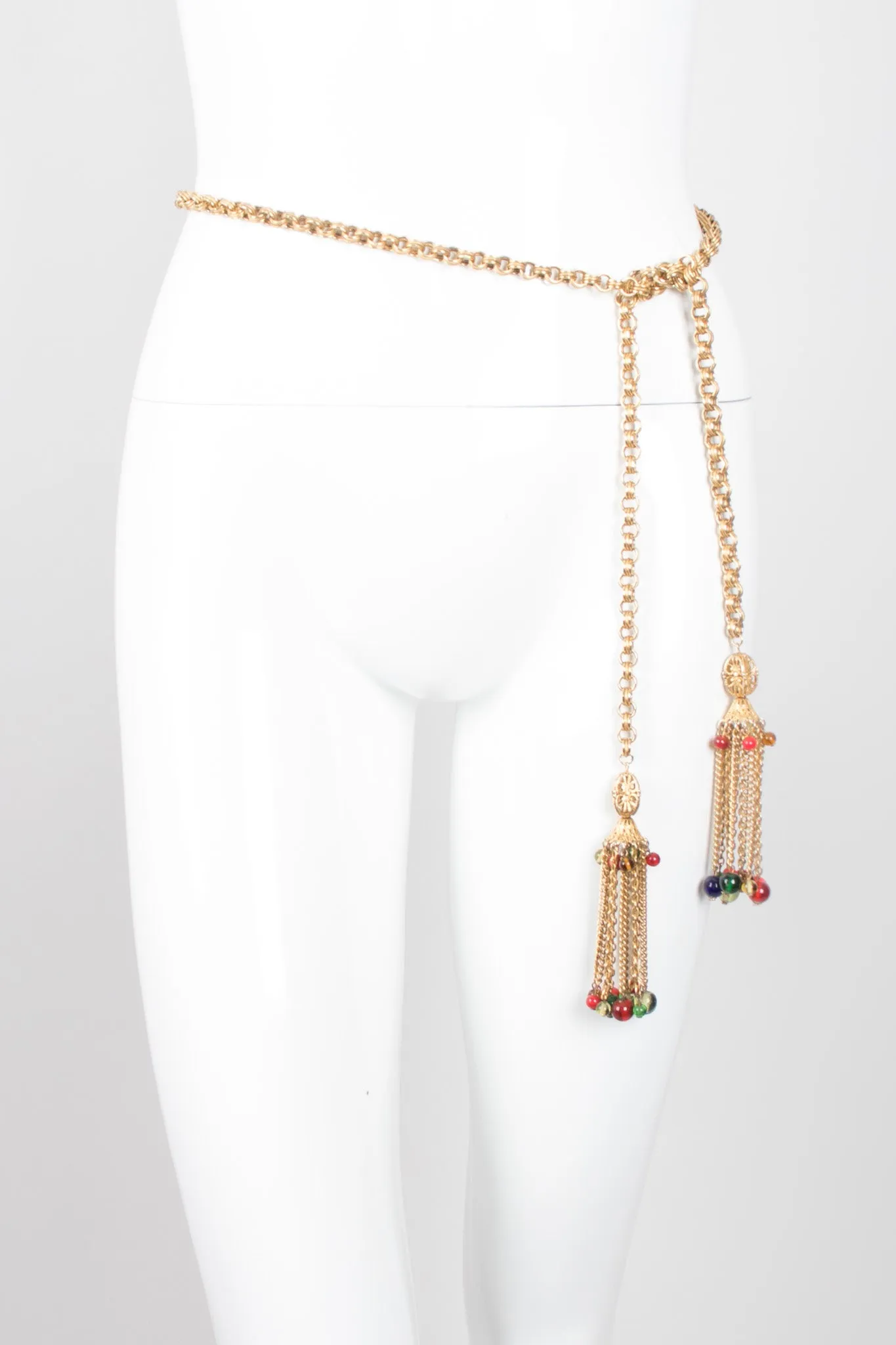 Glass Bead Tassel Necklace / Belt