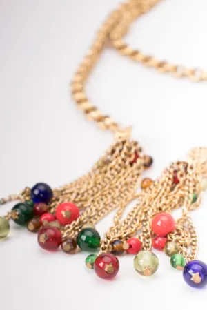 Glass Bead Tassel Necklace / Belt