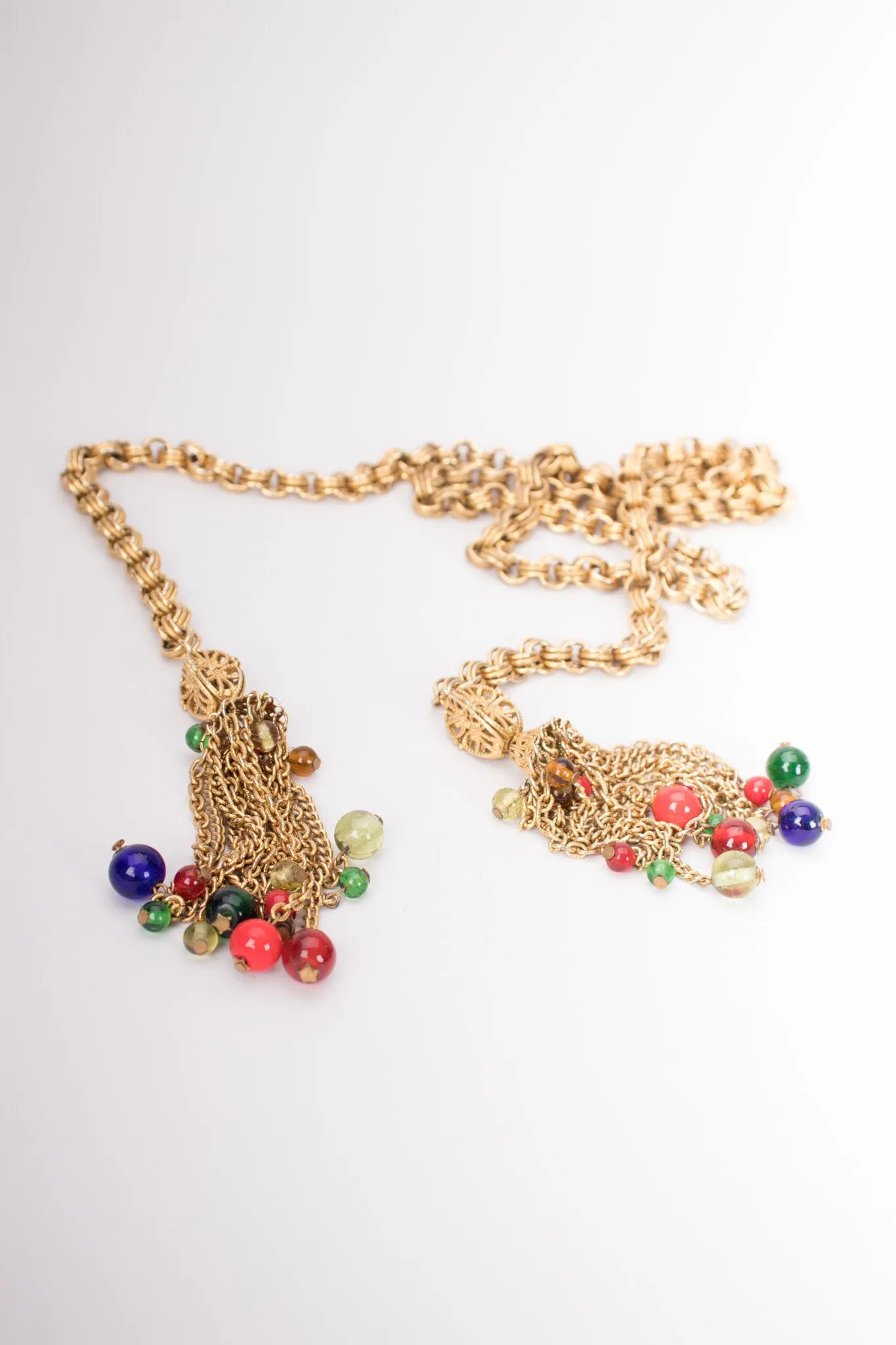 Glass Bead Tassel Necklace / Belt
