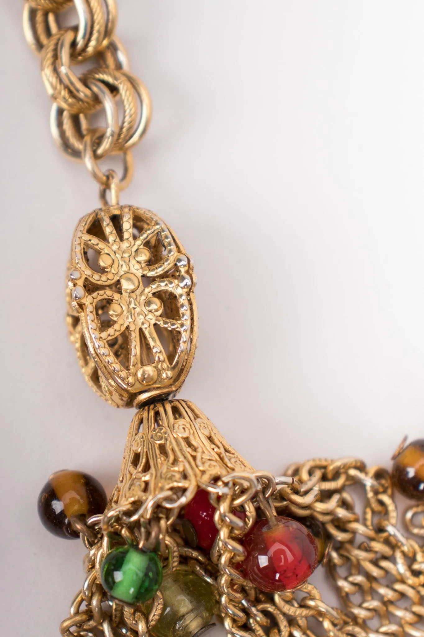 Glass Bead Tassel Necklace / Belt