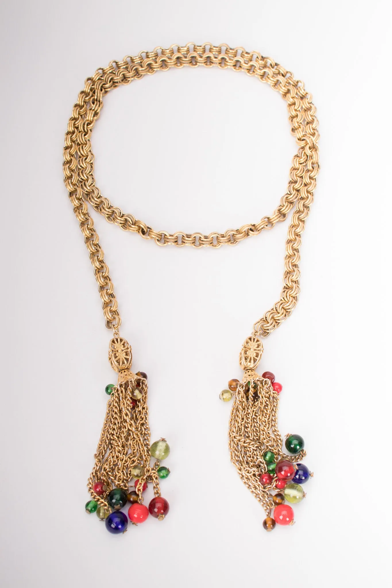 Glass Bead Tassel Necklace / Belt