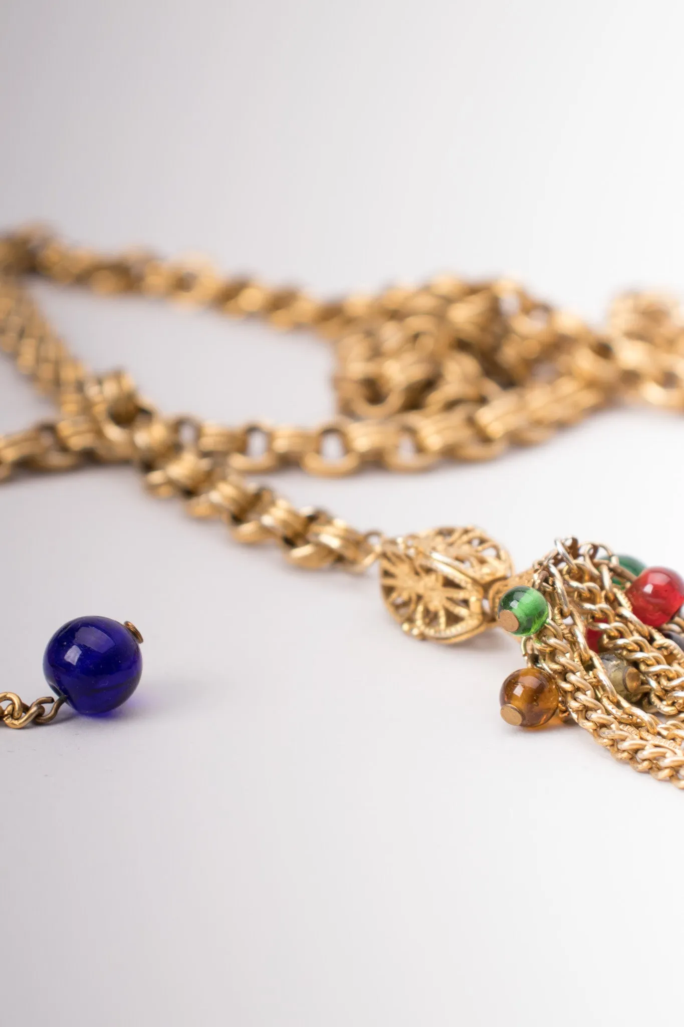 Glass Bead Tassel Necklace / Belt