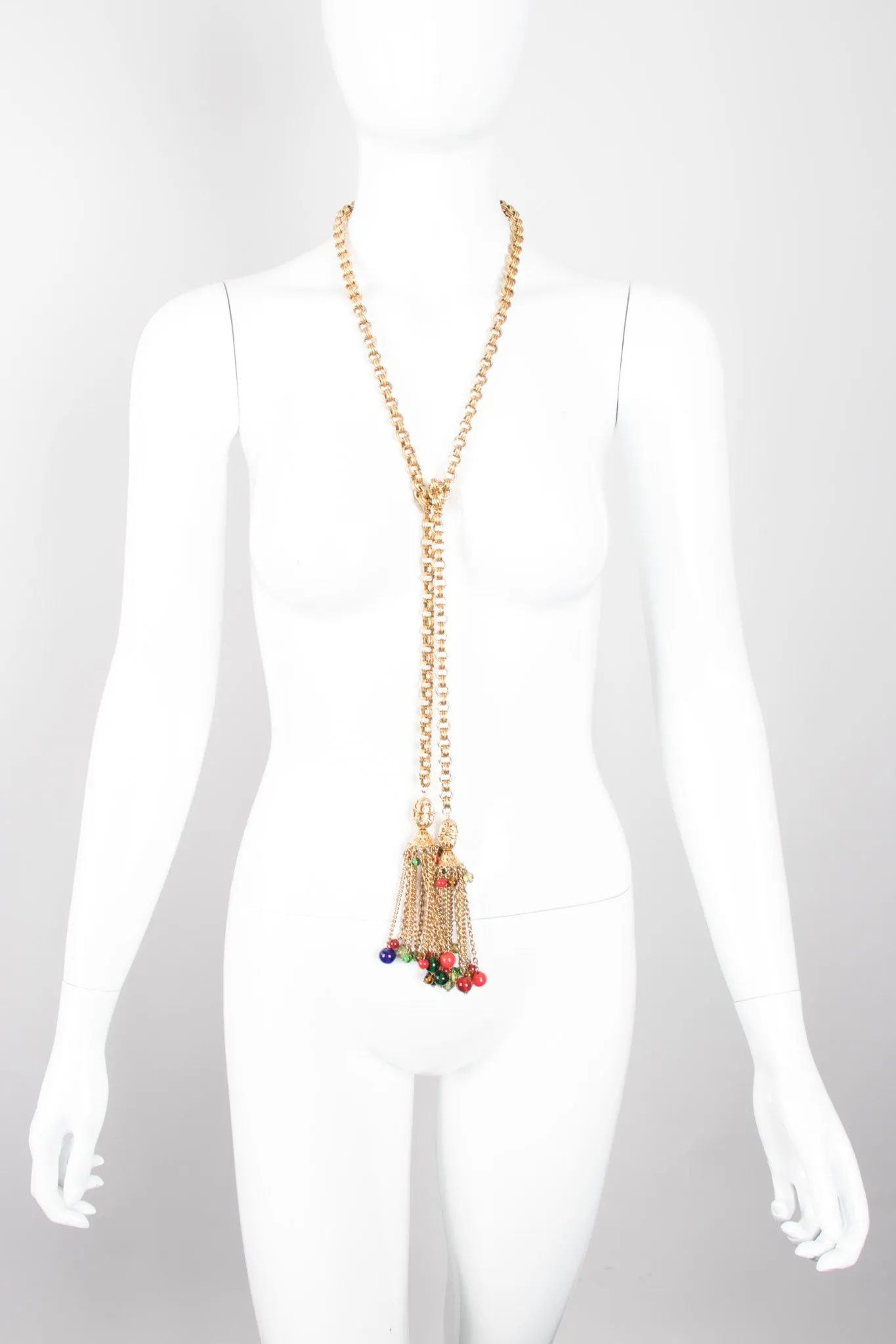Glass Bead Tassel Necklace / Belt