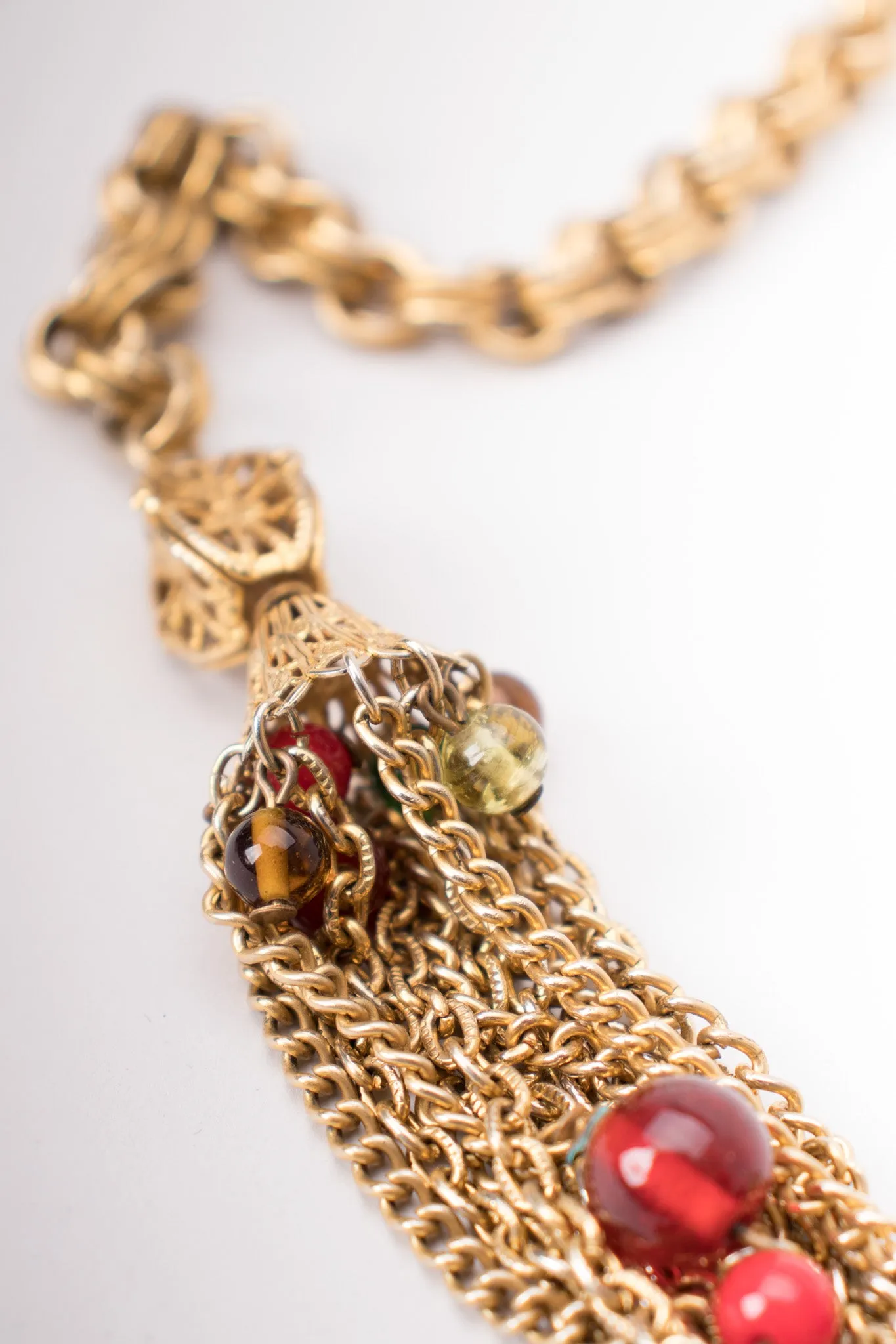 Glass Bead Tassel Necklace / Belt