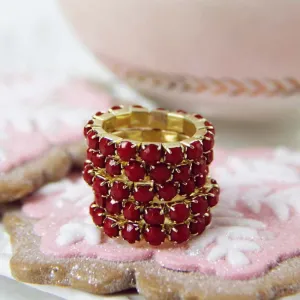 Glittering Stacks Ring in Red