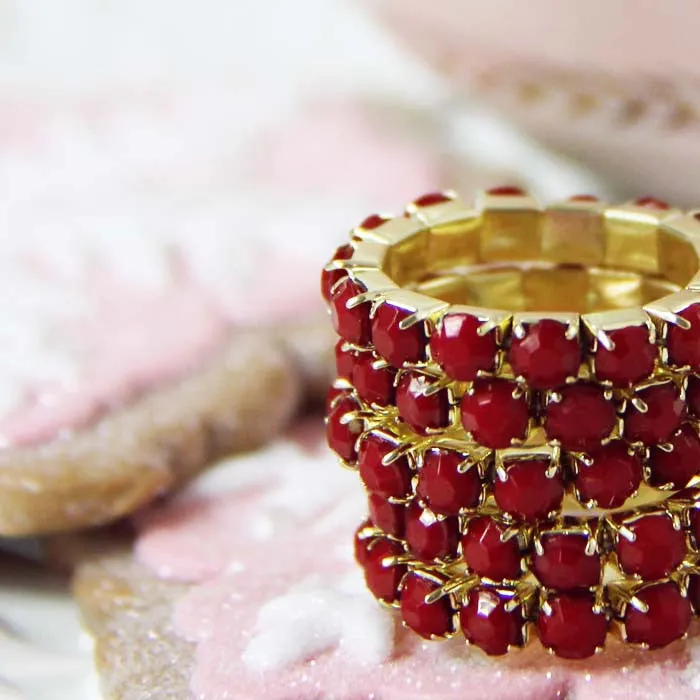 Glittering Stacks Ring in Red