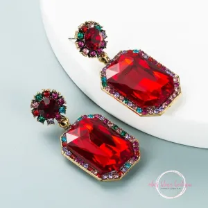 Glitz & Glam -  Post Earrings in Red - WOW WED