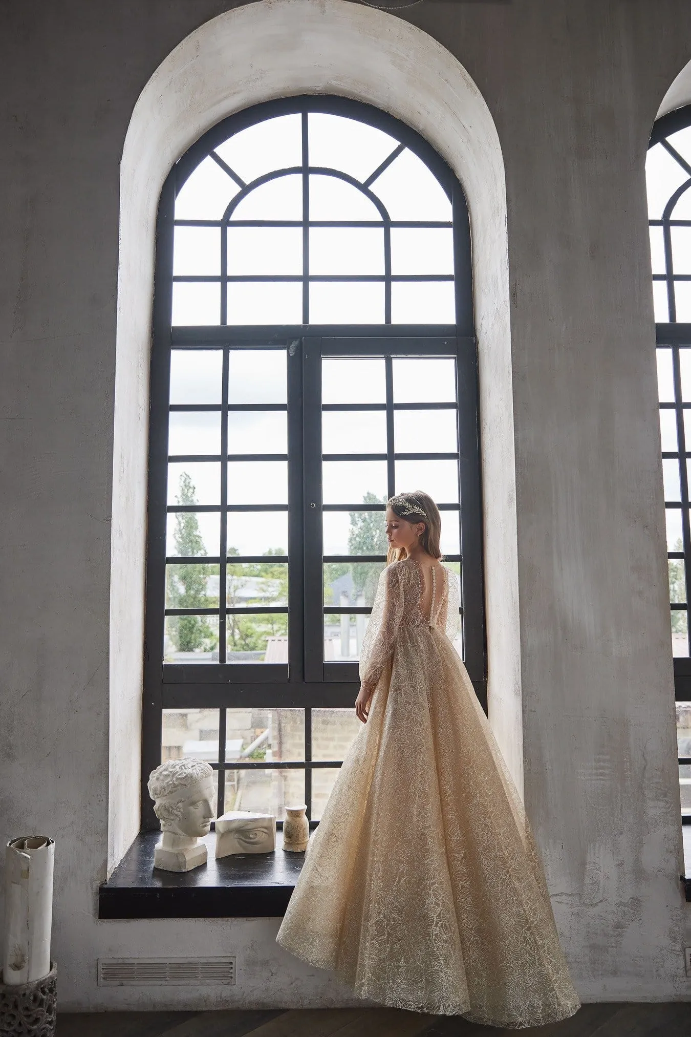 Gold Flower Girl Dress with Long Sleeves