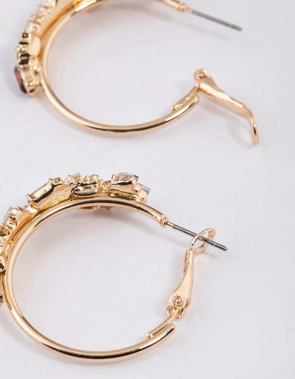 Gold Mini Cluster Diamante Hoop Earrings