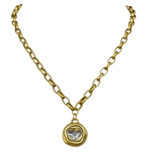 Gold Plated 18" Chain with Swarovski Crystal Heart Pendant