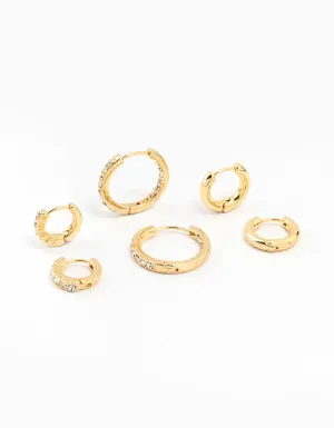 Gold Plated Diamante Huggie Earrings