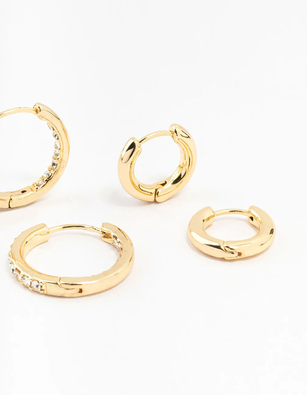 Gold Plated Diamante Huggie Earrings