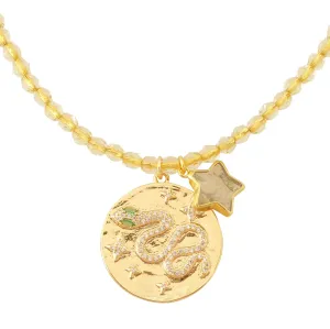 Gold snake medallion necklace